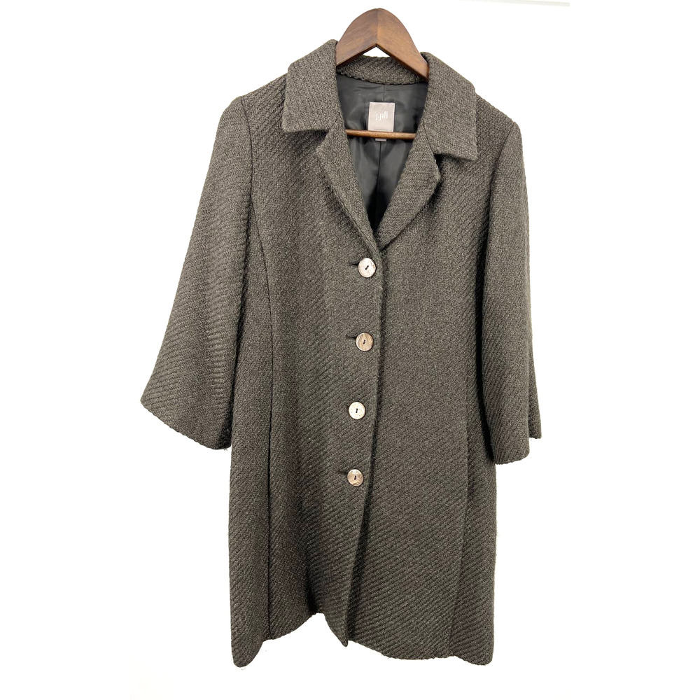 J. Jill Button Down Coat Wool Blend Soft Brown Knit Women's Size Small